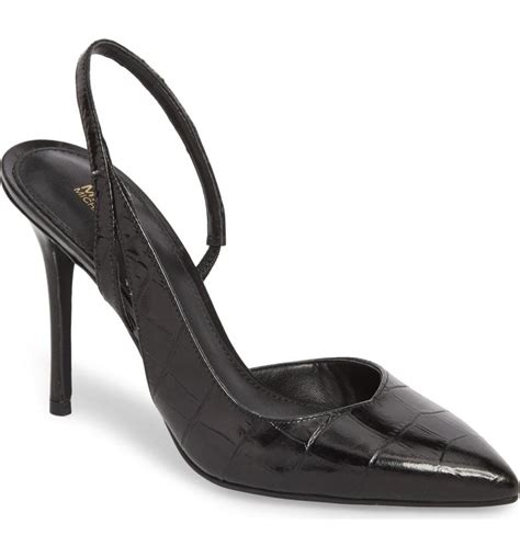 michael kors eliza black croc pumps|Michael Kors Eliza Slingback Pumps .